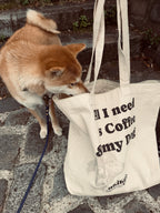 Le Grand Tote Bag XXL en Coton Bio – "Coffee & Dog"