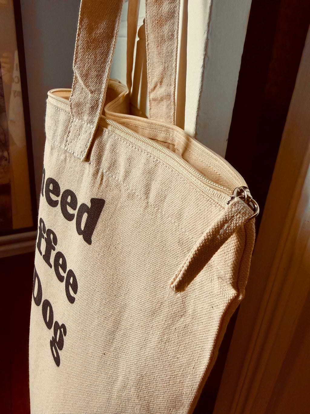 Le Grand Tote Bag XXL en Coton Bio – "Coffee & Dog"