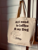 Le Grand Tote Bag XXL en Coton Bio – "Coffee & Dog"