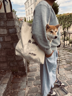 Le Grand Tote Bag XXL en Coton Bio – "Coffee & Dog"
